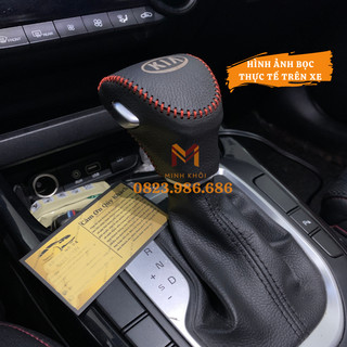 Bọc da cần số + phanh tay xe kia cerato,k3, kia seltos, sonet, carens da bò 100%