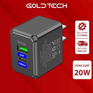 Củ sạc nhanh Hoco CS14 20W cổng ra USB và Type-C sạc nhanh 20W dành cho iPhone Samsung Oppo Realme
