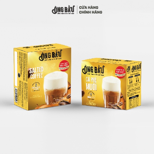  Cà Phê Muối Hòa Tan Ông Bầu - Hộp 220g  10 gói lẻ  