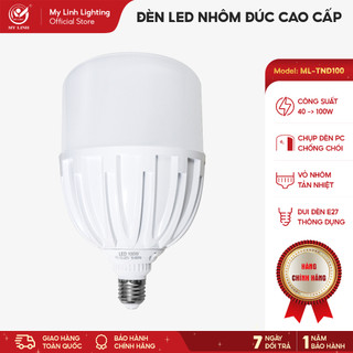 Bóng led buld trụ nhôm đúc cao cấp công suất 40w, 50w, 80w, 100w mỹ linh ánh sáng trắng 6500k
