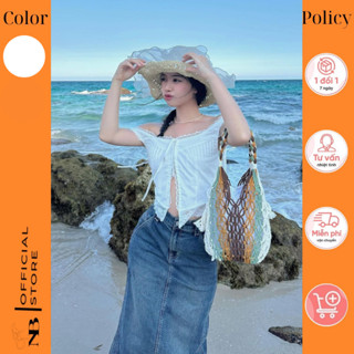 [Ảnh thật] Áo Hai Dây Dáng Corset, Áo Coquette Phối Viền Ren Vintage Hack Eo Thắt Nơ Mặc Được Hai Kiểu Dành Cho Nữ