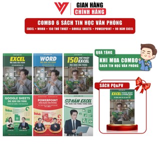Combo 6 Sách Word - Excel - Powerpoint - Google Sheet - 150 TT - 90 Hàm Excel ĐÀO TẠO TIN HỌC Tặng Kèm Video Khóa Học