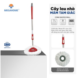 Cây lau nhà Megahome Delta mâm tam giác sử dụng mâm lau tam giác  thích hợp cho tất cả cây lau nhà 360 độ