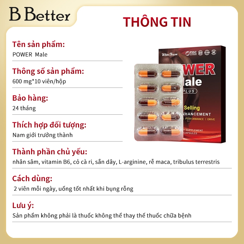 Tăng cường sinh lý nam tăng kích thước cậu nhỏ giới giảm xuất tinh sớm bổ thận tráng dương10viên/hộp
