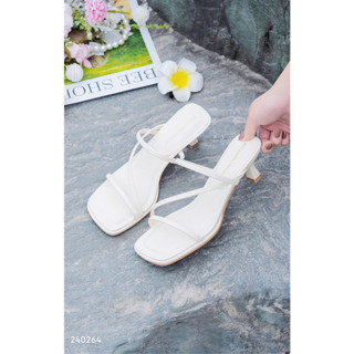 Guốc nữ beeshoes mũi vuông - guốc nữ gót nhọn cao 6 phân sẵn màu kem đen 240264