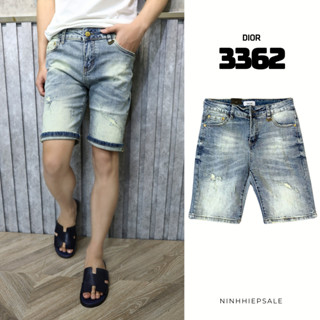 Quần short nam Dior xanh wash trơn, quần jean nam Dior  hàng Quảng Châu chất denim cao cấp trẻ trung năng động 3362