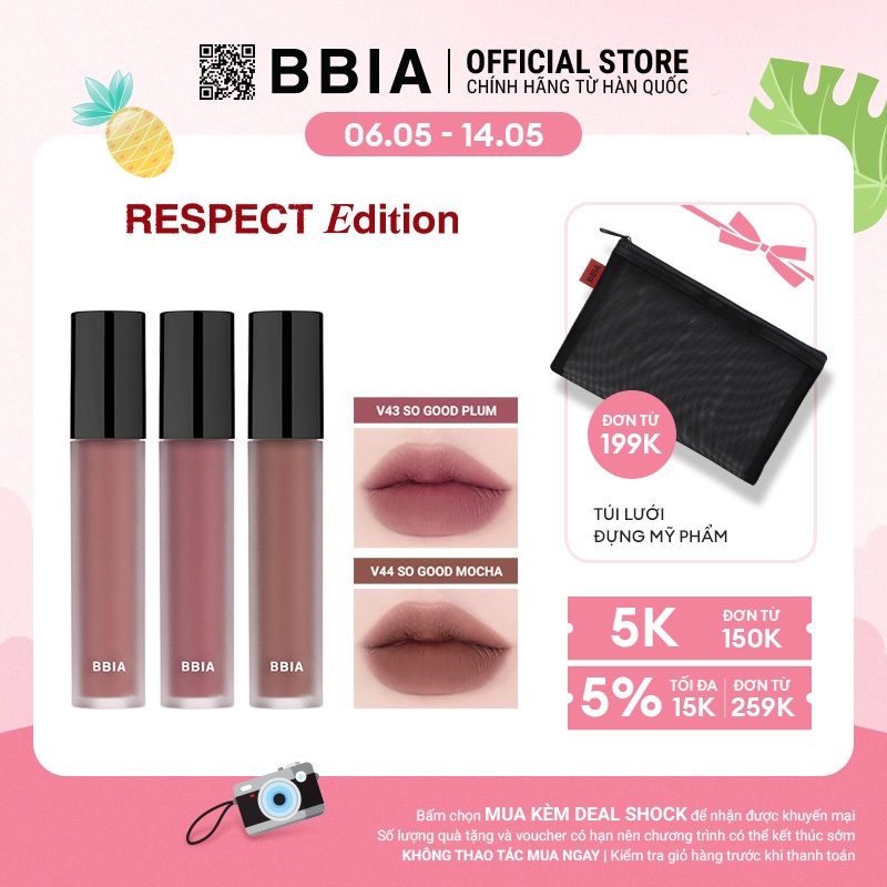 Son Kem Lì Thuần Chay Bbia Last Velvet Tint - Respect Edition (3 màu) 5g Bbia Official Store