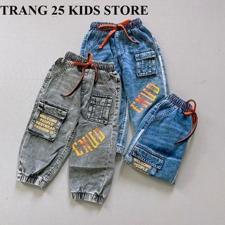 Quần Jean Bé Trai bomber ống rộng thoải mái , có dây rút,  Quần Bò bé trai 14kg- 20kg-40kg Trang 25 Kids- AQ003