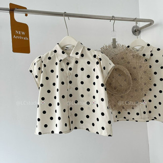 Áo chấm bi linen
