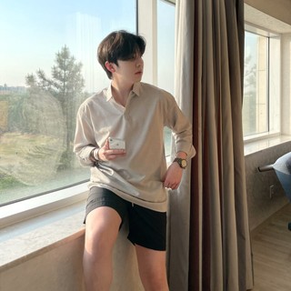 Áo sơ mi nam cổ V bẻ dài tay, vải LINEN cao cấp phom dáng hàn quốc thoải mái thấm hút cực tốt- SEOUL