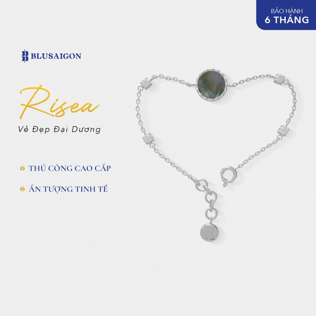 RISEA - Lắc Tay - Ngọc Trai Đen - Bạc Ý Mạ Vàng Trắng Đính Kim Cương Moissanite