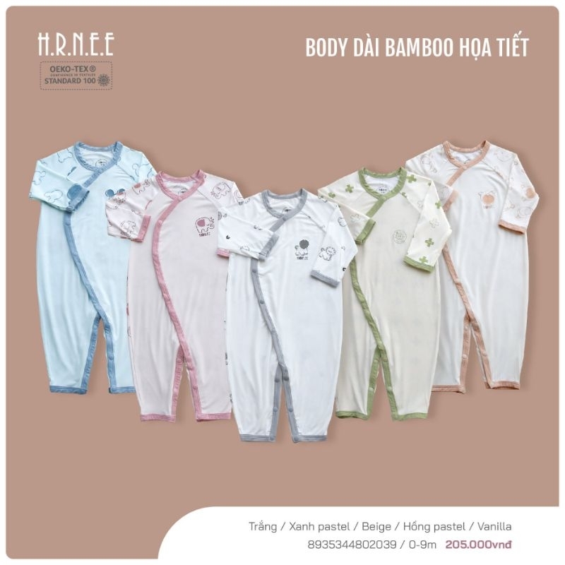 H.R.Nee (chính hãng) Body sơ sinh cho bé 0-9m