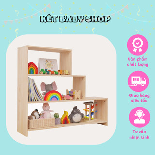 Kệ sách, tủ để đồ chơi đa năng bậc thang được phủ sơn bóng chất liệu gỗ cao cấp