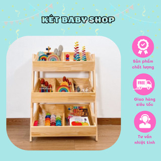 Kệ đựng đồ chơi ketbabyshop, kệ để đồ đa năng cho bé chất liệu gỗ phủ sơn bóng cao cấp