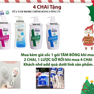 1 CHAI Sữa Tắm Biore Guard Kháng Khuẩn, Sạch Mịn, Thư Giãn 530/800ML Xanh Dương/Hồng/Xanh Lá/Hương Sữa