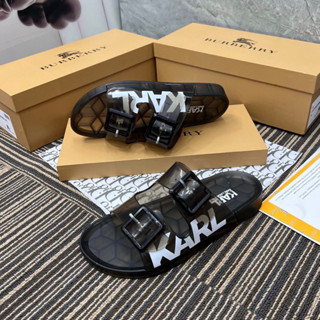 Dép quai ngang GC trong suốt, Dép lê Karl cao su đen trắng cao cấp nam nữ hot 2025