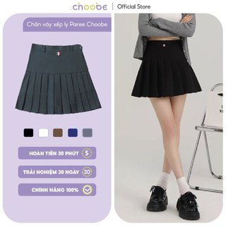 Chân váy xếp ly nữ Paree Choobe kiểu lưng cao ôm eo dáng thiểu thư phong cách xoè ngắn chữ A có lớp lót cá tính CV45