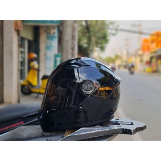 Nón bảo hiểm Fullface AGU đen bóng tặng túi rút xịn sò hàng chính hãng