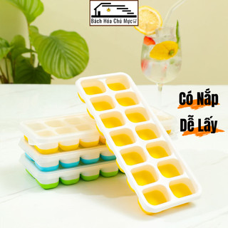 Khay Đá Silicon Thông Minh Dễ Lấy Có Nắp Đậy Chống Mùi Tủ Lạnh Khuôn Làm Đá Làm Thạch Cao Cấp