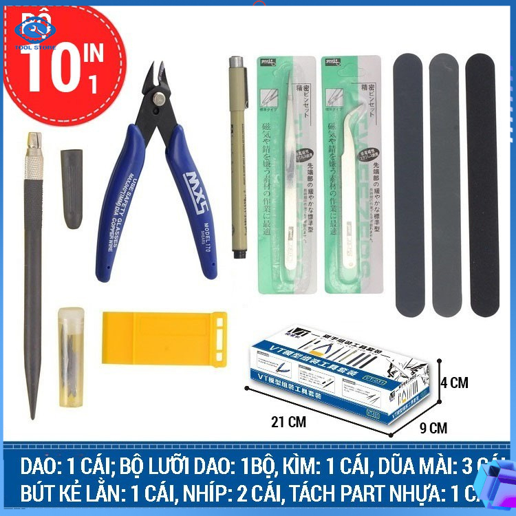 Bộ dụng cụ Gundam Tool lắp ráp đồ chơi mô hình GUNDAM BANDAI, Bộ từ 10 dụng cụ đến Bộ 1 dụng cụ đa n