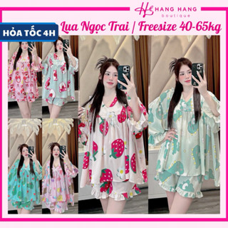  Đồ ngủ nữ 45-65kg pijama đùi ngắn tay dài dáng baby doll lụa mịn ngọc.trai 65CC02 đồ bộ nữ đồ mặc nhà dễ thương cute 