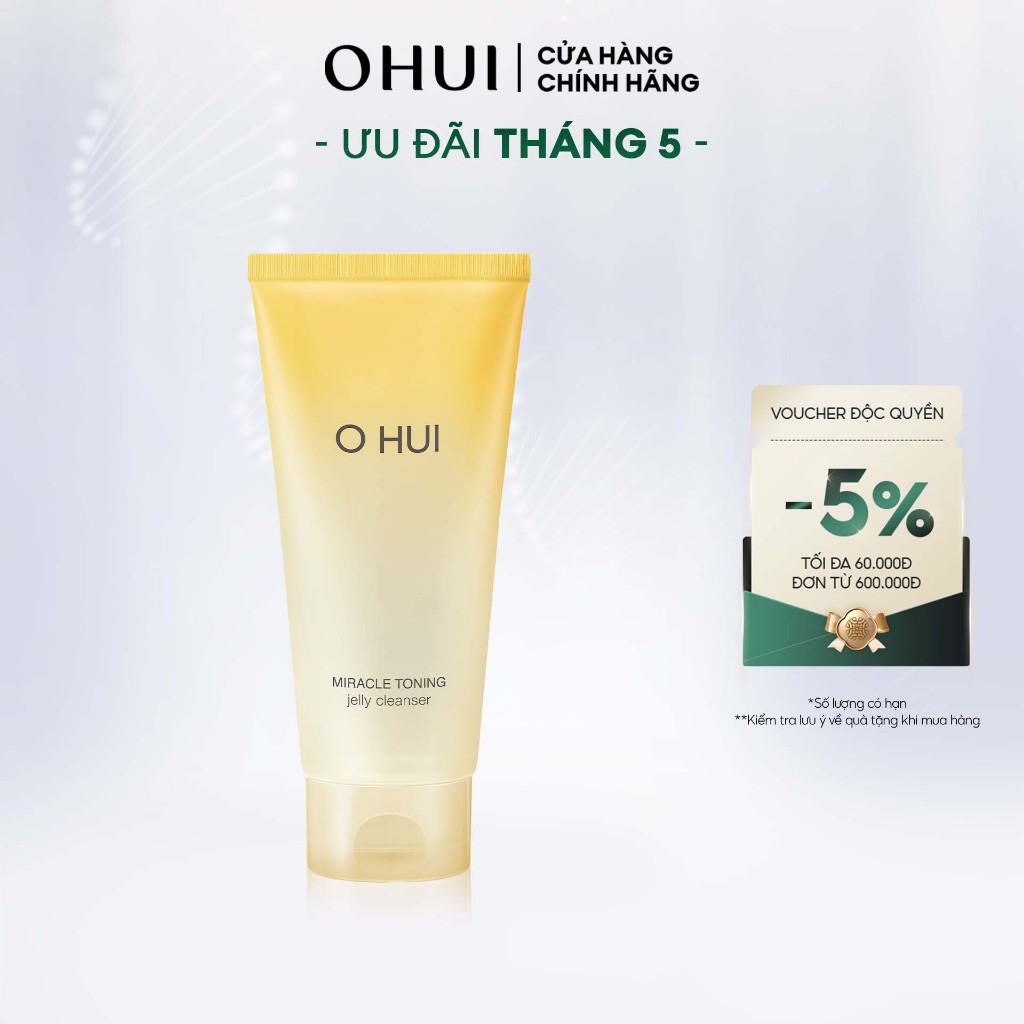 Sữa rửa mặt dạng gel ẩm mịn sáng da căn bóng chứa AHA/PHA OHUI Miracle Toning Jelly Cleanser 160ml