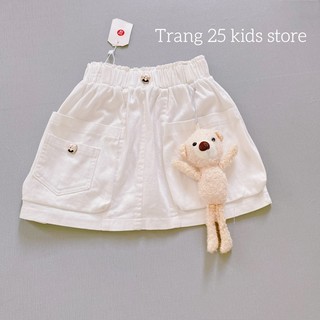 [lẻ size tổng hợp] Chân váy bé gái vải đay Linen, màu trắng-nâu-đen chân váy xếp ly cho bé 9kg-24kg (Giá đã sale)