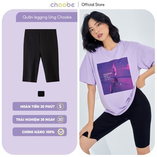 Quần legging nữ Choobe lửng biker đùi ngố mặc nhà dáng ôm bó cao cấp lưng thun tập gym yoga bigsize