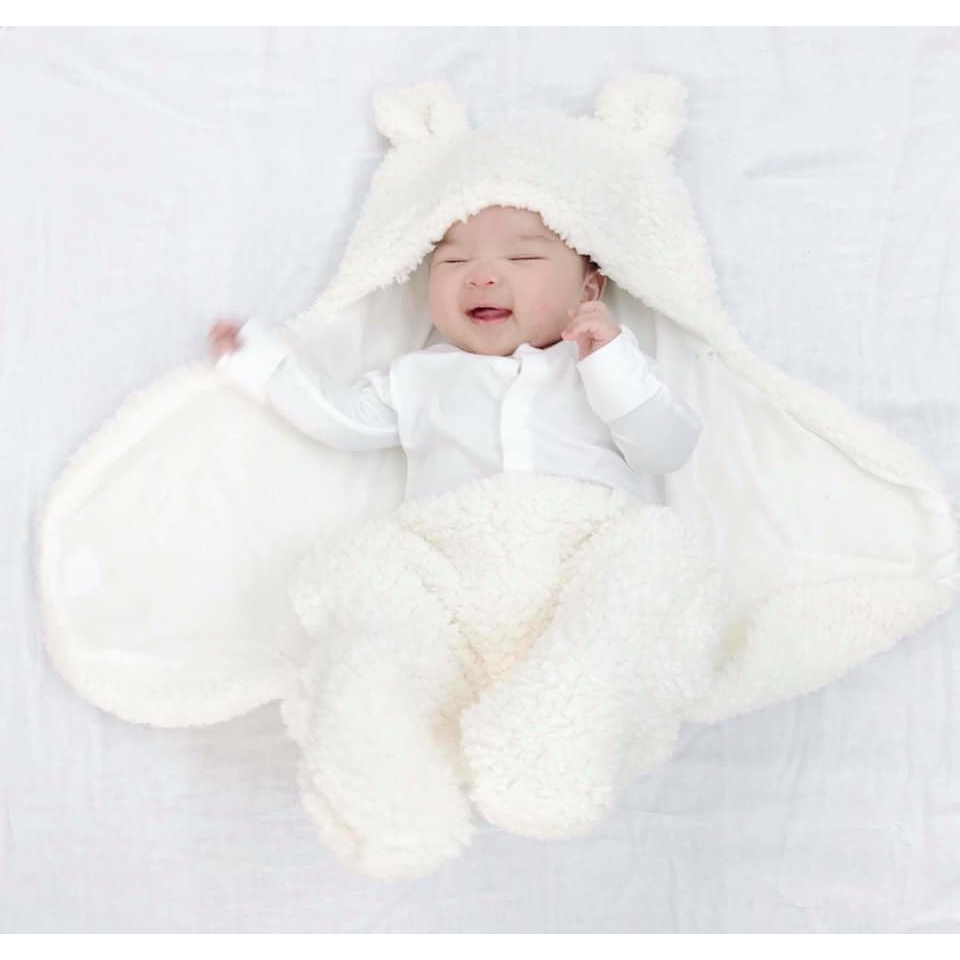 Chăn ủ kén cho bé sơ sinh body ủ cho bé trai bé gái lông cừu mềm mại an toàn