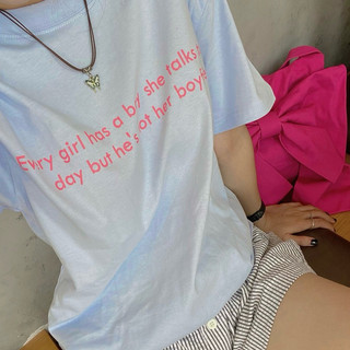 Áo thun ERRORIST Basic in chữ đơn giản – Trắng/Xanh baby