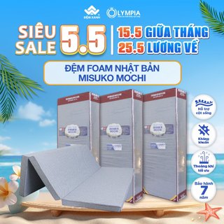 (Mới 5/24) Đệm Foam Nhật Bản Misuko Mochi gập 3 gấm xốp - phân phối chính hãng bởi Đệm Xanh