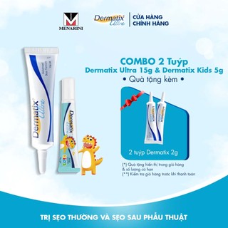 Combo gel làm mờ sẹo lồi, sẹo phì đại Dermatix Ultra 15g cho người lớn & Ultra Kids 5g cho trẻ nhỏ