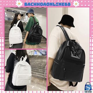 Balo đi học Hàn Quốc da trơn basic nam nữ cặp sách đi chơi du lịch thời trang size đại Bachhoaonline68 120