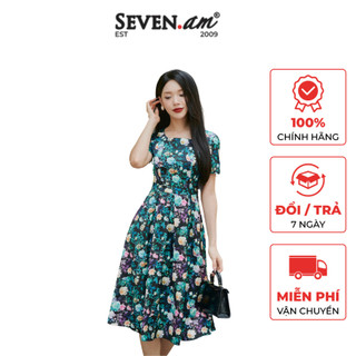 Đầm xoè thời trang công sở nữ hoạ tiết hoa Seven.AM H634023C