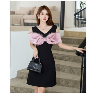 đầm ngắn sát nách đính nơ koreastyle