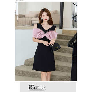 đầm ngắn sát nách đính nơ koreastyle