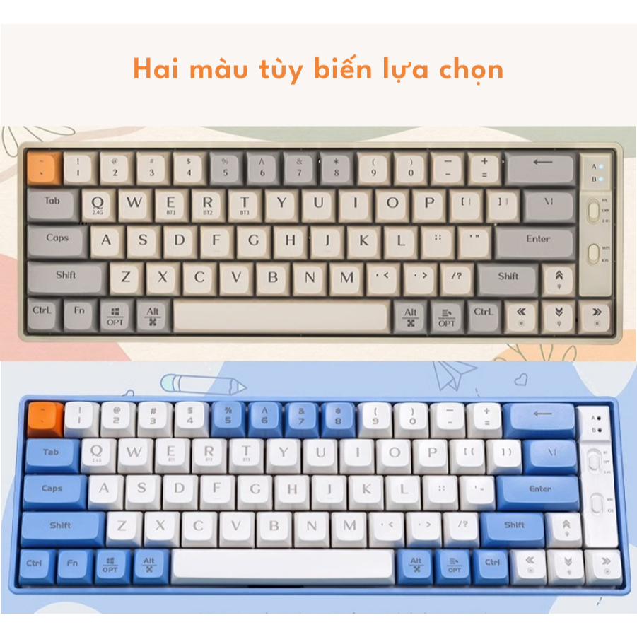 Bàn Phím Cơ Không Dây LANGTU GK65 HOTSWAP GoldenSwitch 3 chế độ kết nối - Hai màu Gọn Gàng Shop | BigBuy360 - bigbuy360.vn