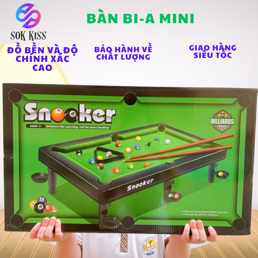 Bàn BI-A mini loại to Snooker bi a bằng loại to vải nỉ bền đẹp thiết kế tỉ mỉ tiêu chuẩn làm quà tặng cho bé