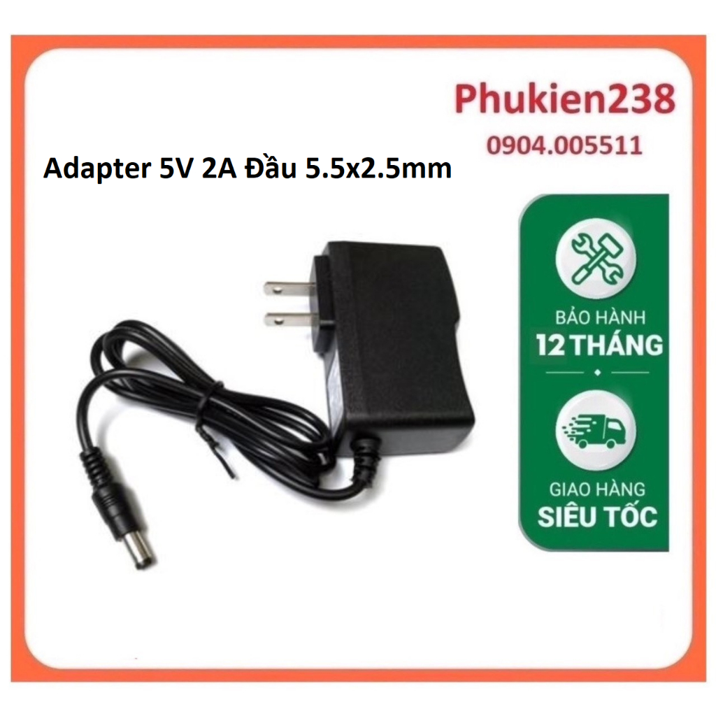 Nguồn Adapter 5V 2A Đầu DC 5.5x2.5mm