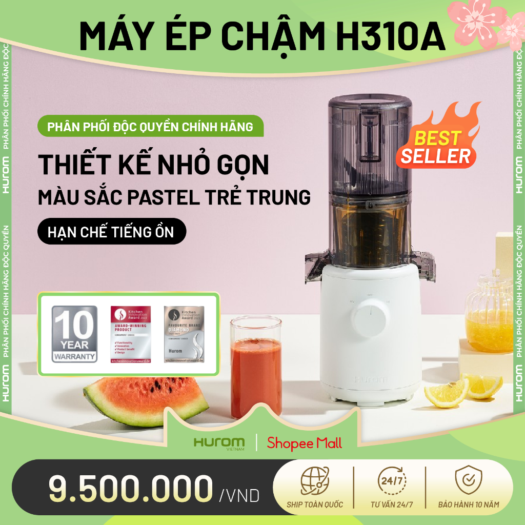 Máy ép chậm Hurom H310A, Máy ép trái cây Hurom H310A - Bảo hành chính hãng 10 năm - Phân phối độc quyền tại Việt Nam