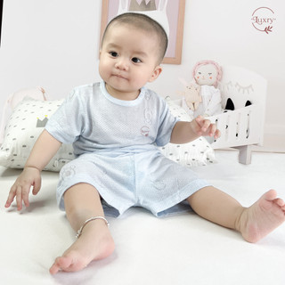 Bộ quần áo cộc tay cài vai Luxry chất vải sợi tre thông hơi thoáng khí, mát mẻ cho bé