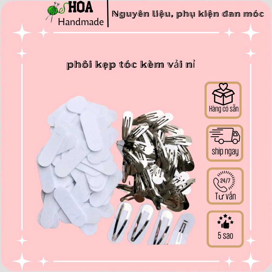 phôi kẹp tóc kèm vải nỉ