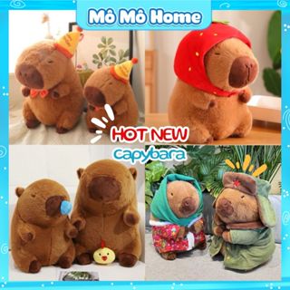 Gấu bông Capybara chảy nước mũi rút gà mũ dâu sinh nhật đeo balo thú bông chuột lang nước đáng yêu Mô Mô Home