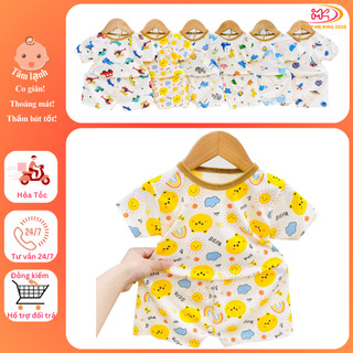 MK513 (5-15KG) Bộ áo cộc tay quần cộc họa tiết chất tăm gân lạnh mỏng mềm cho bé dưới 30 tháng