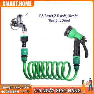 【Free ship Vòi tưới cây đa năng Garden - Vòi xịt nước tưới cây 5 chế độ - Lò xo co giãn chịu áp - Xịt rửa xe đa năng