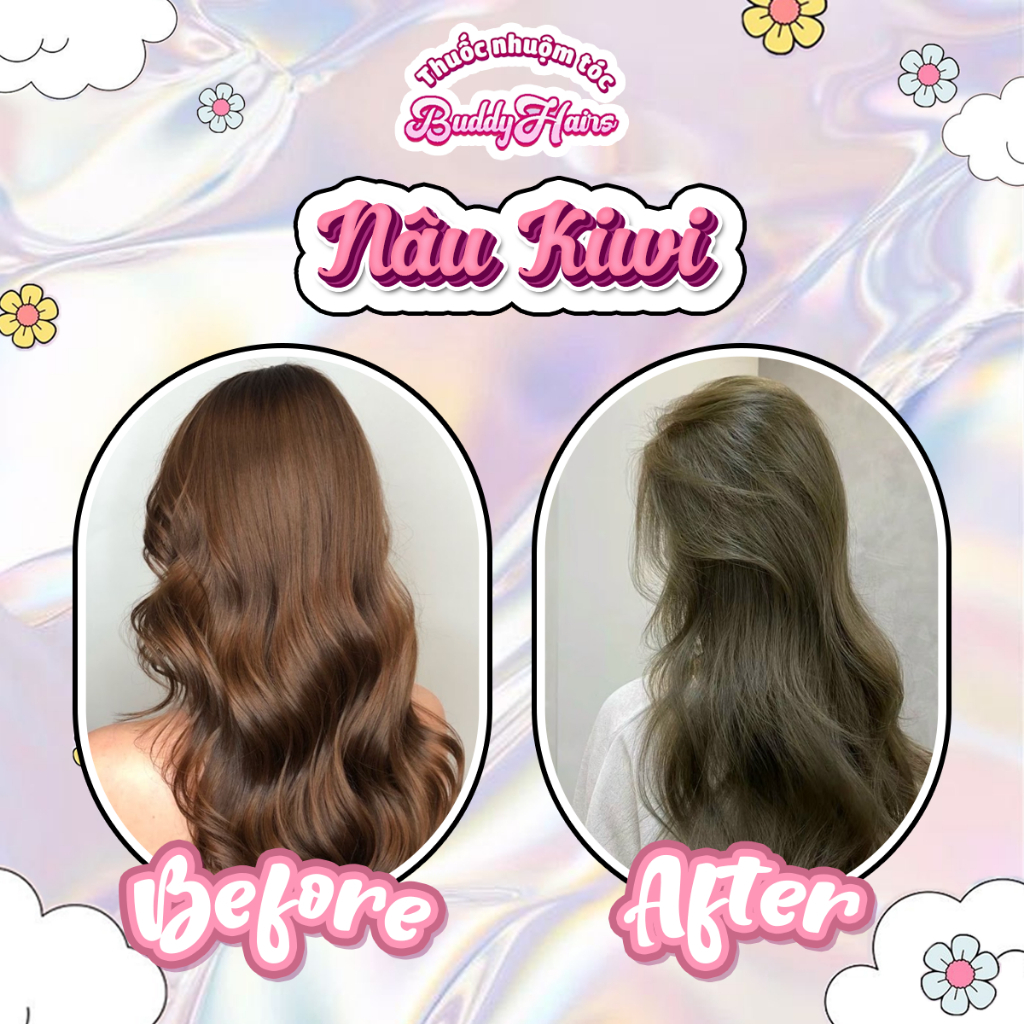 Kem Nhuộm Tóc Buddyhairs Nâu Kiwi Không Cần Tẩy Tóc