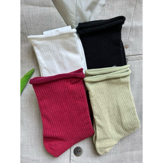 Plain socks - tất vớ cổ cao nữ xuất xứ hàn quốc