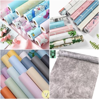 Giấy dán tường giả xi măng - màu trơn dài 10m x 45cm có sẵn keo chống nước