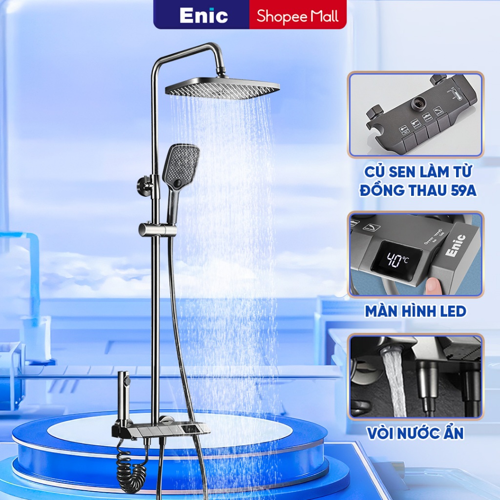Bộ Vòi Hoa Sen Nóng Lạnh Enic Ks - Thiết Kế Tiện Ích, Màu Sắc Đa Dạng, Màn Hình Led Thông Minh, Duy Trì Nhiệt Độ Ổn Định