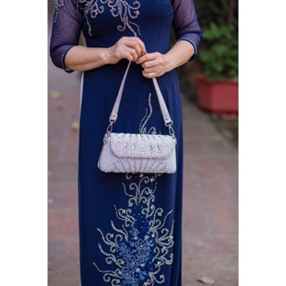 Túi xách dự tiệc đính đá Ngọc cao cấp sang trọng cho nữ trung niên đi tiệc làm sui gia y288